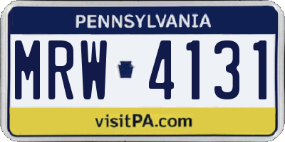 PA license plate MRW4131