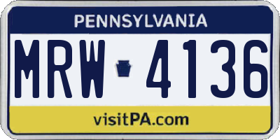 PA license plate MRW4136