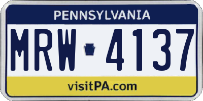 PA license plate MRW4137