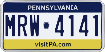 PA license plate MRW4141