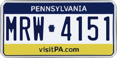 PA license plate MRW4151