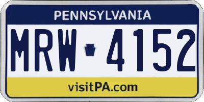 PA license plate MRW4152