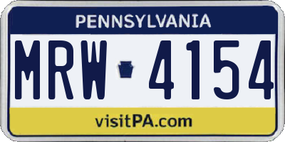PA license plate MRW4154