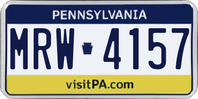 PA license plate MRW4157