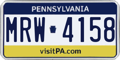 PA license plate MRW4158