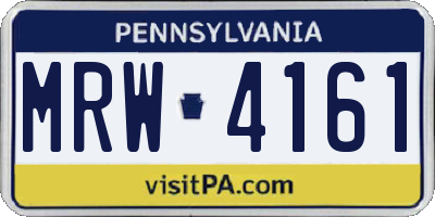 PA license plate MRW4161