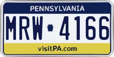 PA license plate MRW4166
