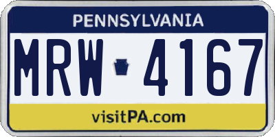 PA license plate MRW4167