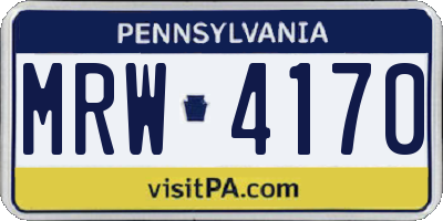 PA license plate MRW4170