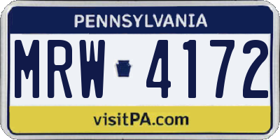 PA license plate MRW4172