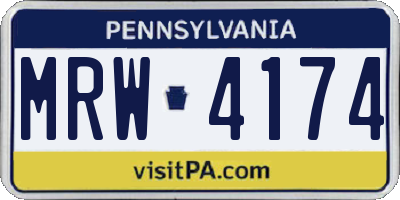 PA license plate MRW4174