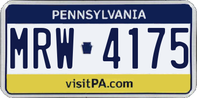 PA license plate MRW4175