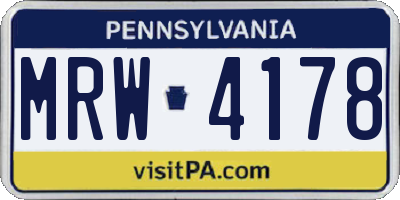 PA license plate MRW4178