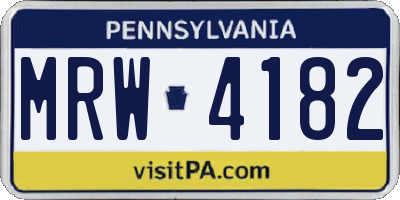 PA license plate MRW4182