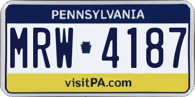 PA license plate MRW4187