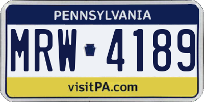 PA license plate MRW4189