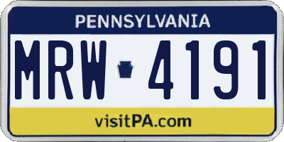 PA license plate MRW4191