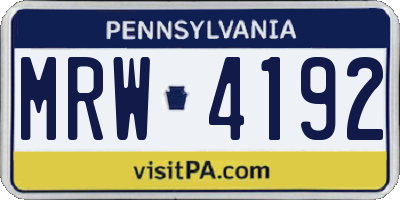 PA license plate MRW4192