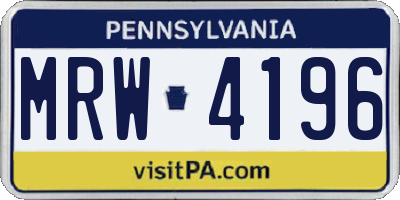 PA license plate MRW4196