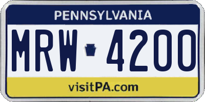 PA license plate MRW4200