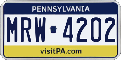 PA license plate MRW4202