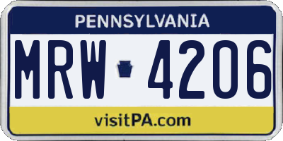 PA license plate MRW4206