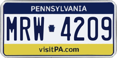 PA license plate MRW4209
