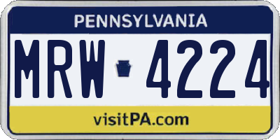 PA license plate MRW4224