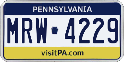 PA license plate MRW4229