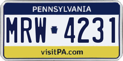 PA license plate MRW4231