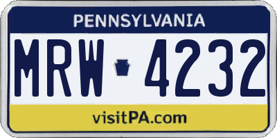 PA license plate MRW4232