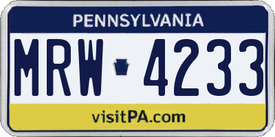 PA license plate MRW4233