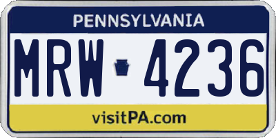 PA license plate MRW4236