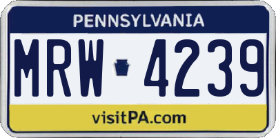 PA license plate MRW4239