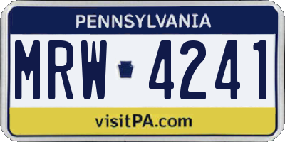 PA license plate MRW4241
