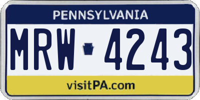 PA license plate MRW4243