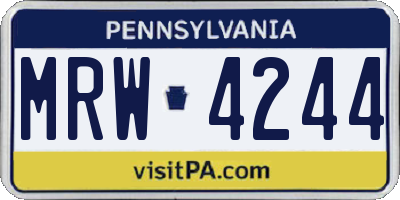 PA license plate MRW4244