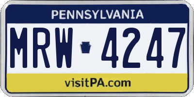 PA license plate MRW4247