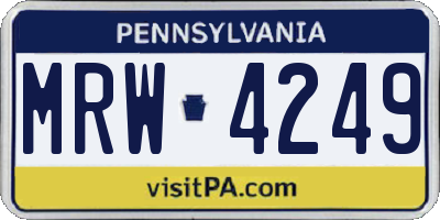 PA license plate MRW4249