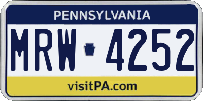 PA license plate MRW4252