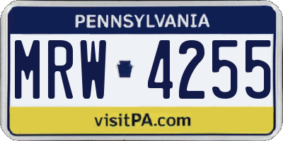 PA license plate MRW4255