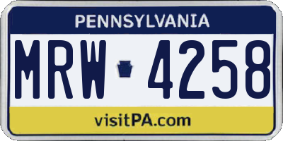 PA license plate MRW4258