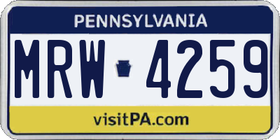 PA license plate MRW4259
