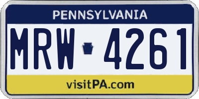 PA license plate MRW4261