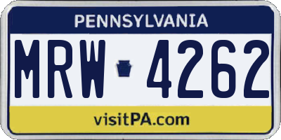 PA license plate MRW4262