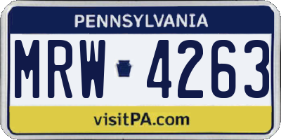 PA license plate MRW4263