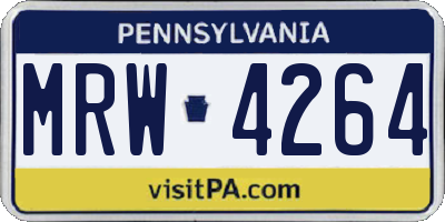 PA license plate MRW4264