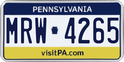PA license plate MRW4265