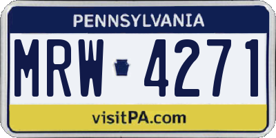 PA license plate MRW4271