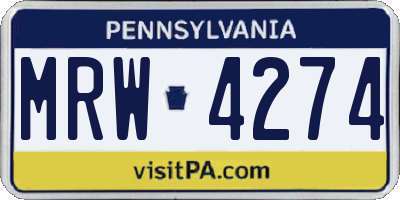 PA license plate MRW4274